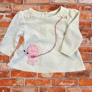 Long Sleeve Off-White Gymboree, Poodle design, 3-6 months